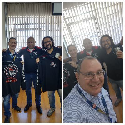 Jornalistas da multinacional BRINKS em visita a base de Belo Horizonte recebem brindes do Sindicato