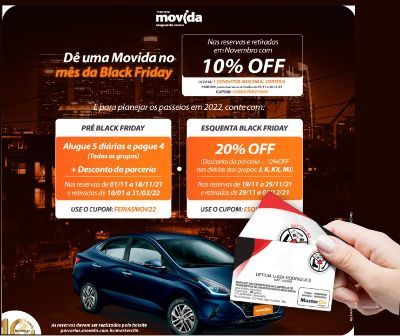 CARTÃO DE DESCONTO MASTERCLIN - Black Friday na Movida Aluguel de carros 
