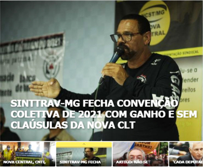 Negociação salarial do SINTTRAV repercute em site de Central Sindical em MG