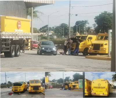 Mais um carro-forte quebra na rua por falta de manutenção. Até quando?