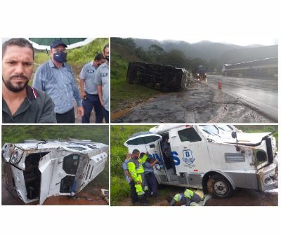Diretores do SINTTRAV deram suporte a guarnição do carro forte da BRINKS que tombou próximo a Conselheiro Lafaiete