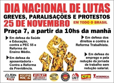 SINTTRAV – MG participará de Dia Nacional de Lutas em defesa do Trabalhador