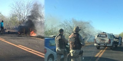PÂNICO NA ESTRADA. Carro-forte da Prosegur totalmente destruído por explosão