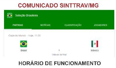 JOGO DO BRASIL - Horário de expediente