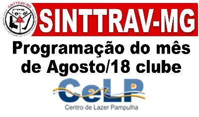 AGENDA MÊS DE AGOSTO 2018 CLUBE CELP